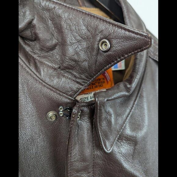 [SOLD] VTG COOPER SPORTSWEAR Sz 44R A-2 Flight Bomber Jacket Brown Goatskin - Picture 9 of 10